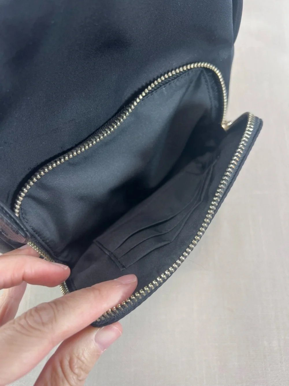 Kate Spade Mini Backpack Black Nylon Silver Spade Hardware Zip Pockets Purse